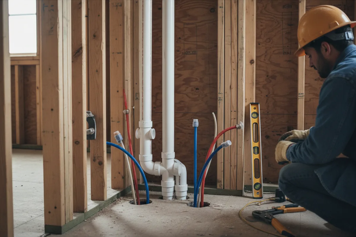 Drain and supply rough-in during Leak Detection in La Fayette